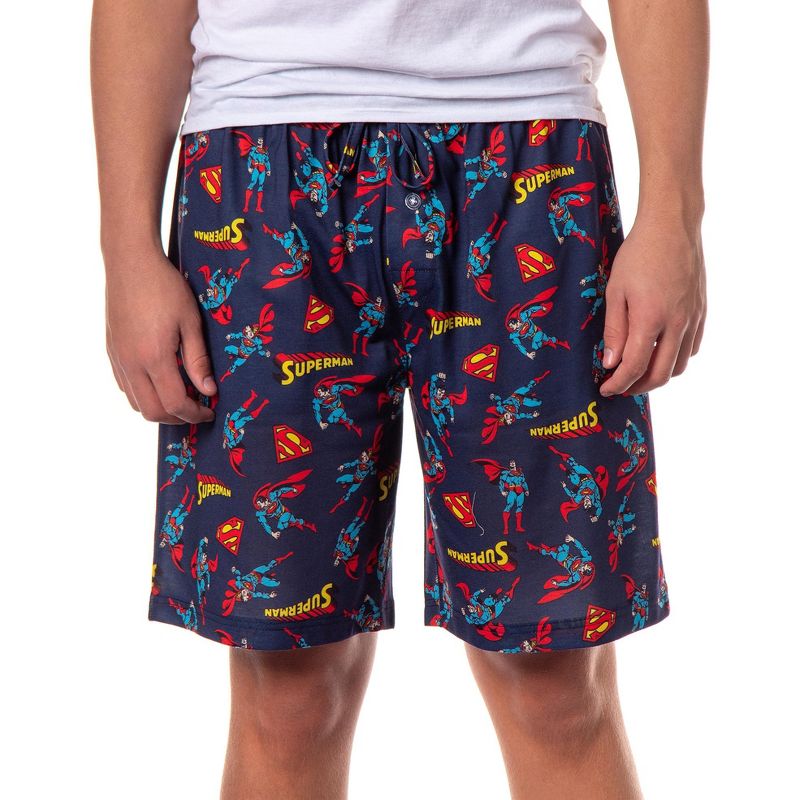 Intimo DC Comics Superman Pajama Shorts Men's All Over Print Lounge Bottoms (L) Blue