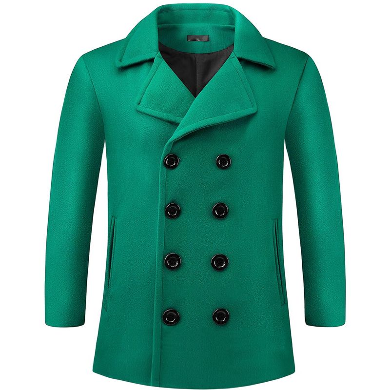 INSPIRE CHIC Men's Notched Collar Double-Breasted Formal Classic Peacoats Green Large