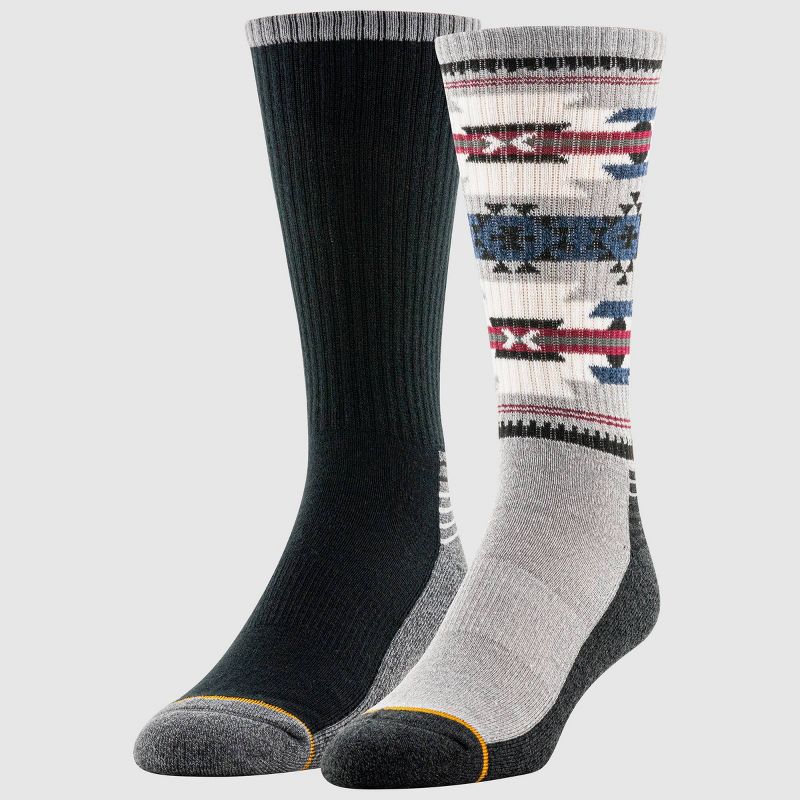 GOLDTOE Signature Collection Men's Aztec Hiker Crew Socks - Gray 6-12.5
