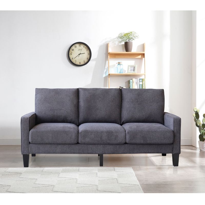 75" Modern Living Room Furniture Fabric Sofa, Gray - ModernLuxe