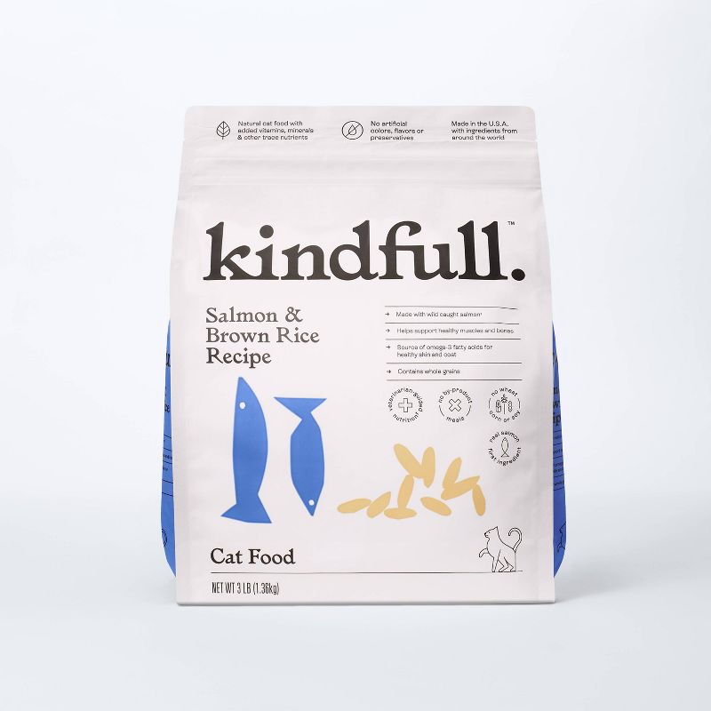 Salmon and Brown Rice Recipe Flavor Dry Cat Food - Kindfull™ 3lbs