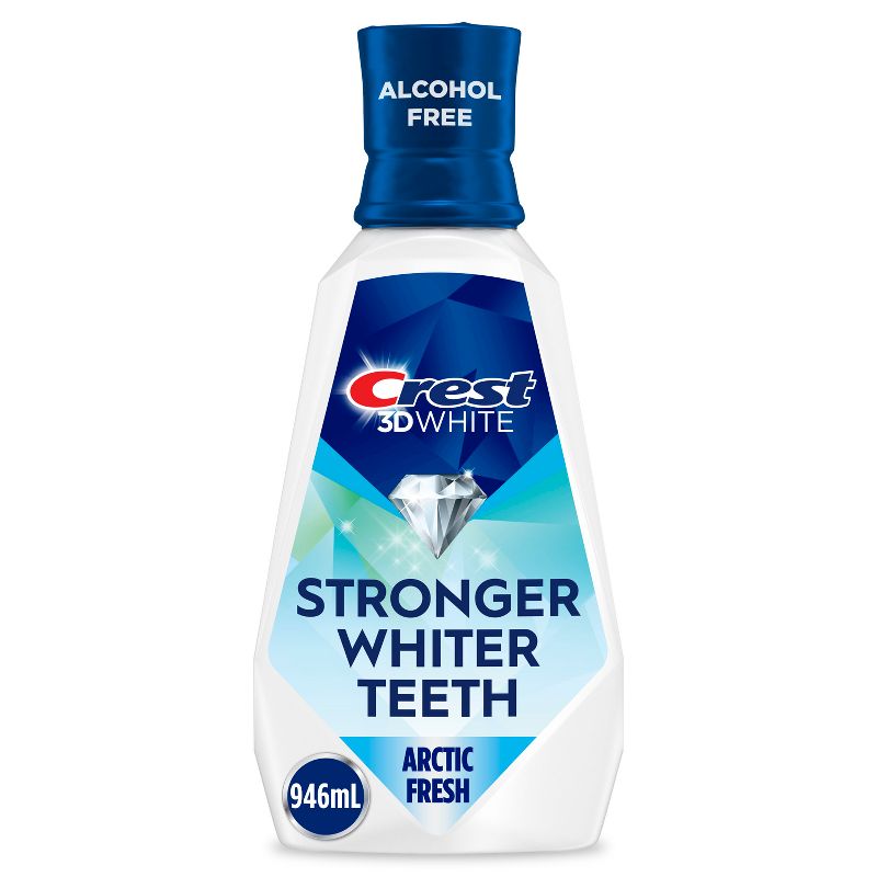 Crest 3D White Strength Whitening Mouthwash - Alcohol Free - Contains Fluoride - Arctic Fresh - 946ml