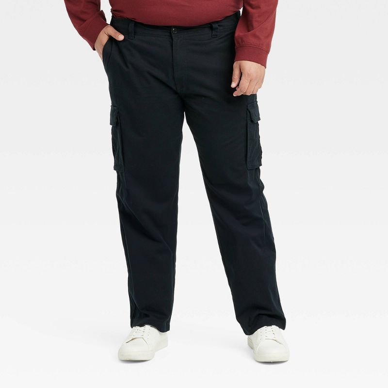 Men's Big & Tall Straight Fit Cargo Pants - Goodfellow & Co™ Black 46x36