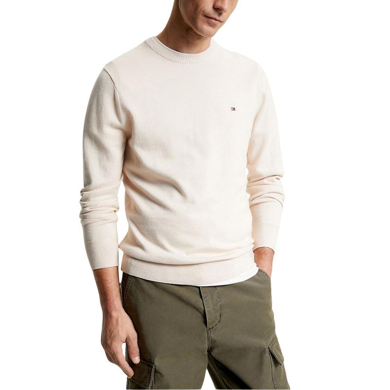 Tommy Hilfiger Mens Solid Knit Sweater, beigekhaki, XX-Large