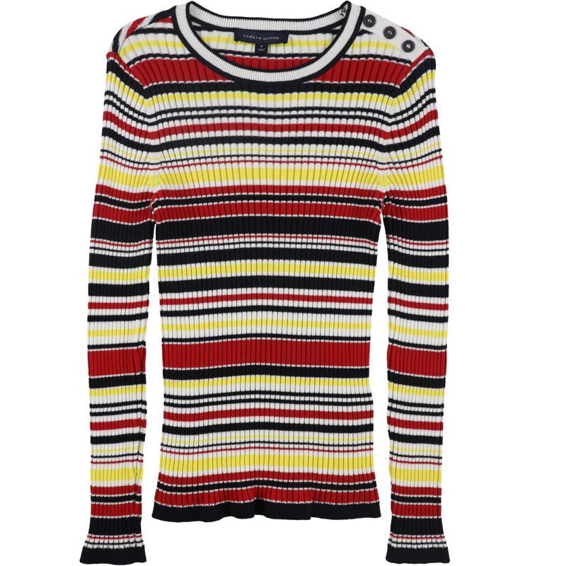 Tommy Hilfiger Womens Ribbed Pullover Sweater, redmulti, XX-Large