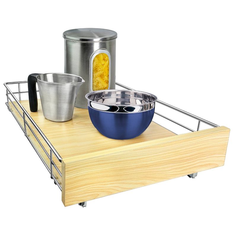 Lynk Professional 14"x21" Select Sliding Pull Out Cabinet Drawers Organizer Wood Chrome: Kitchen Storage, Ball Bearing Glides