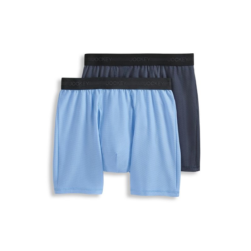Jockey Men's Ultimate Freedom 8" Long Leg Boxer Brief - 2 Pack S Soft Sky Blue/Shadow Blue