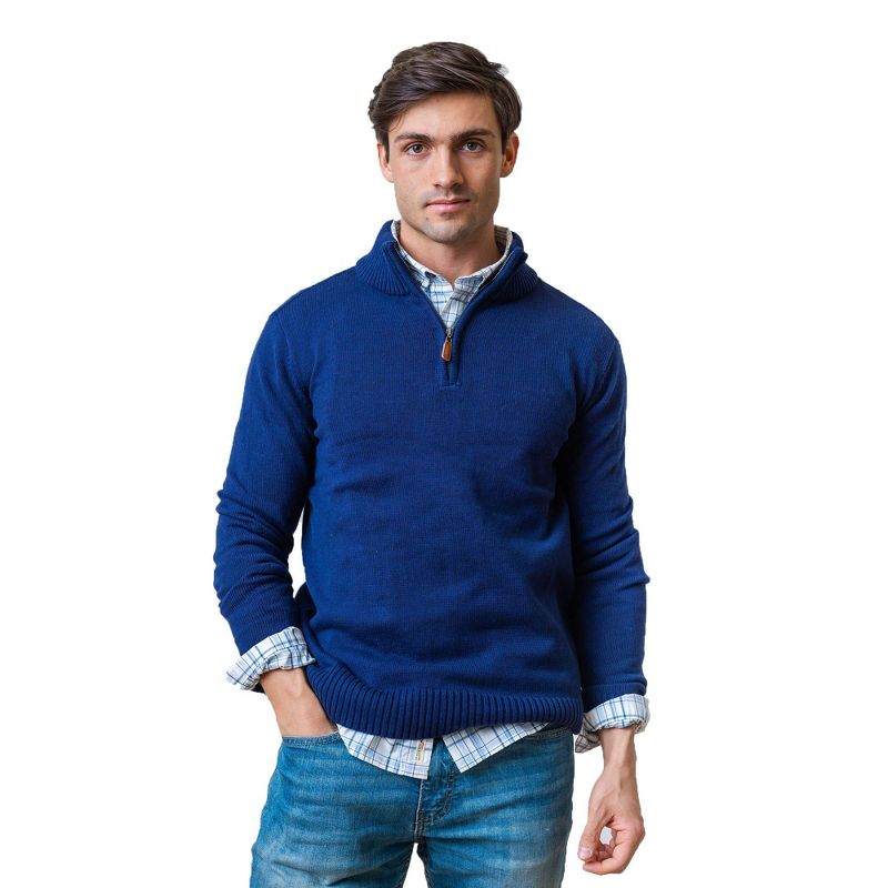 Hope & Henry Mens' Half Zip Pullover Sweater (Navy Blue Half Zip, X-Large)
