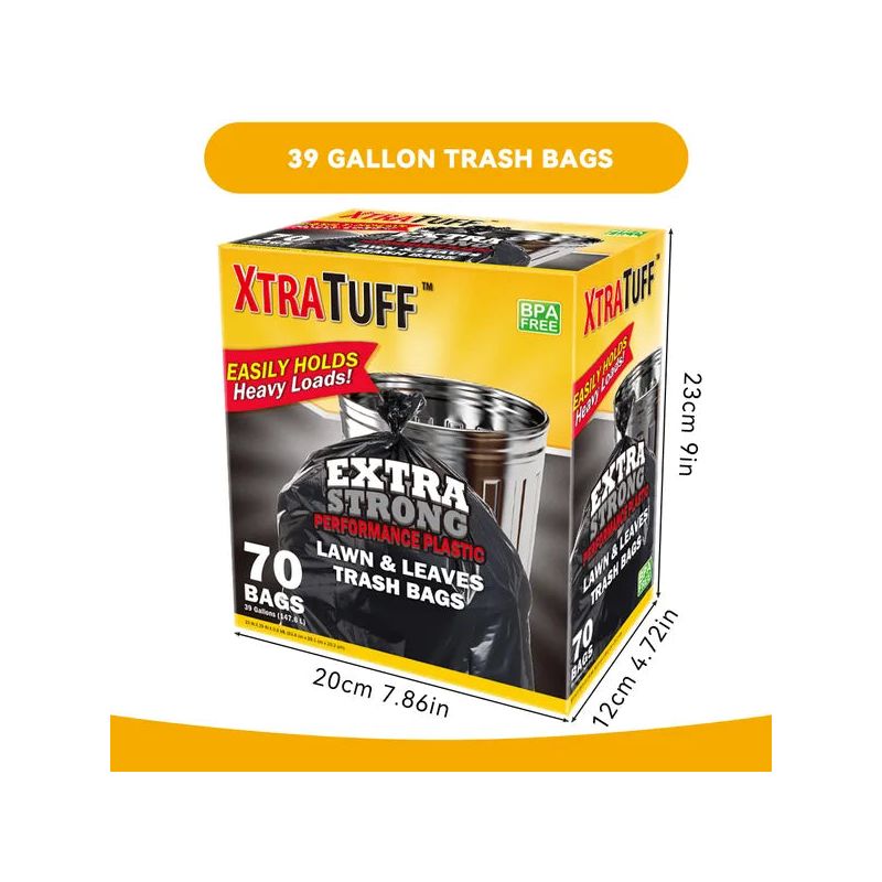 Boxed Disposable Garbage Bag 70 Pieces Puncture Tear Resistant Trash Bags, 39 Gallon Capacity, Multipurpose Cleaning Supplies