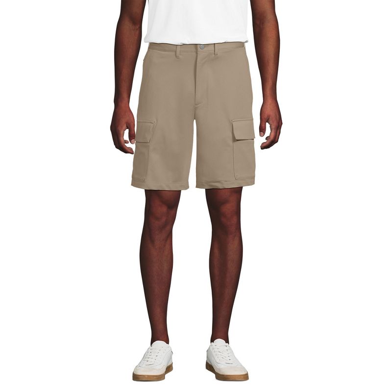Lands' End Men's 9 Inch Flex Performance Cargo Short - 32 - Khaki