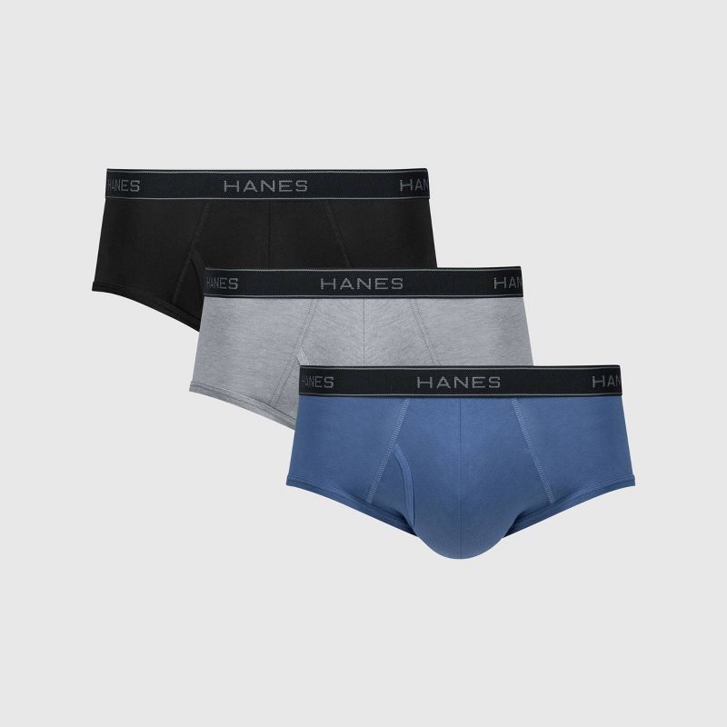 Hanes Premium Men's Cotton Stretch Briefs - Gray/Black M