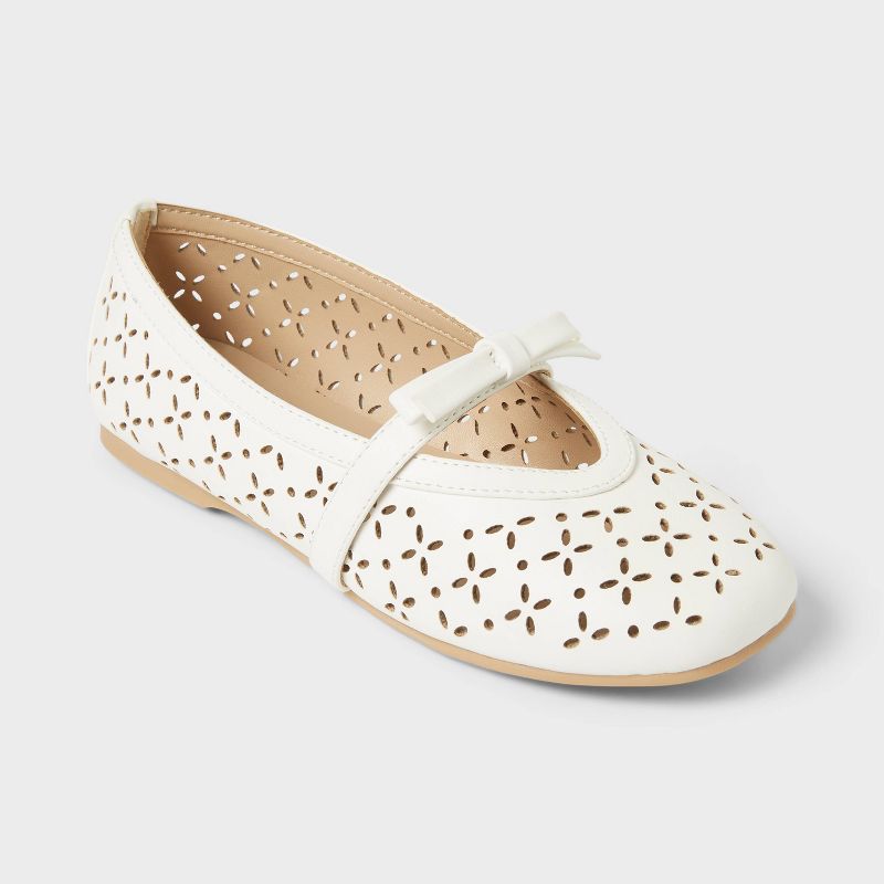 Girls' Margo Laser Cut Ballet - Cat & Jack™ White 13