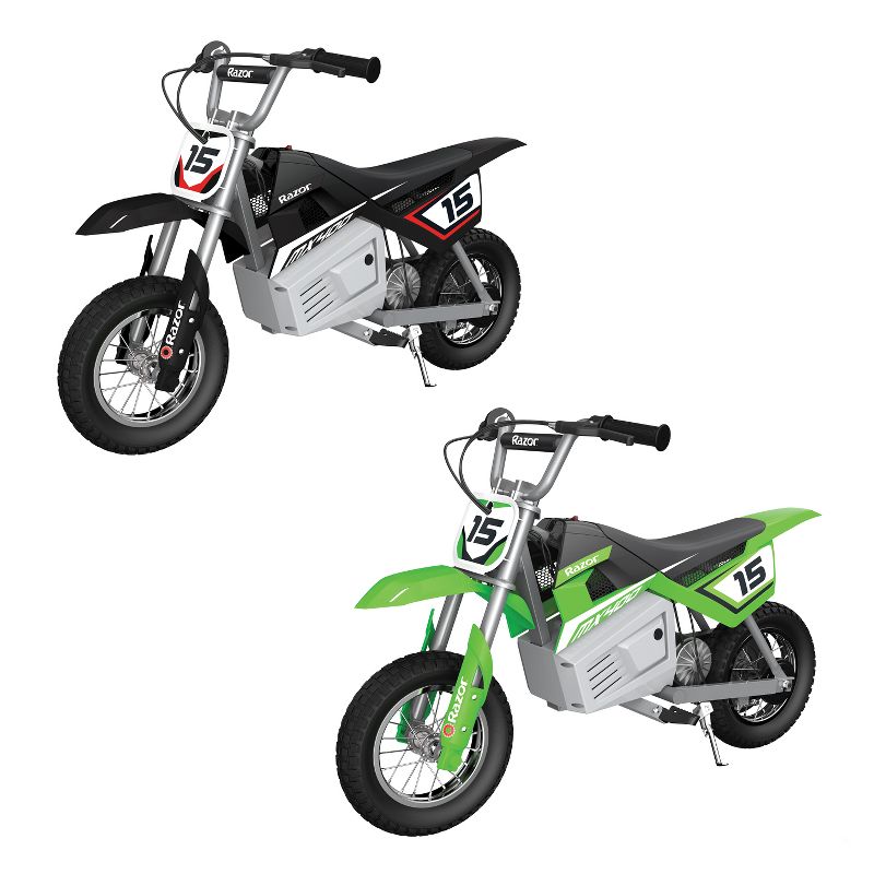 Razor MX400 Kid & Teen Dirt Rocket 24V Ride On High-Torque Electric Motocross Motorcycle Toy Dirt Bikes, Speeds up to 14 MPH, Black & Green, 2 Pack