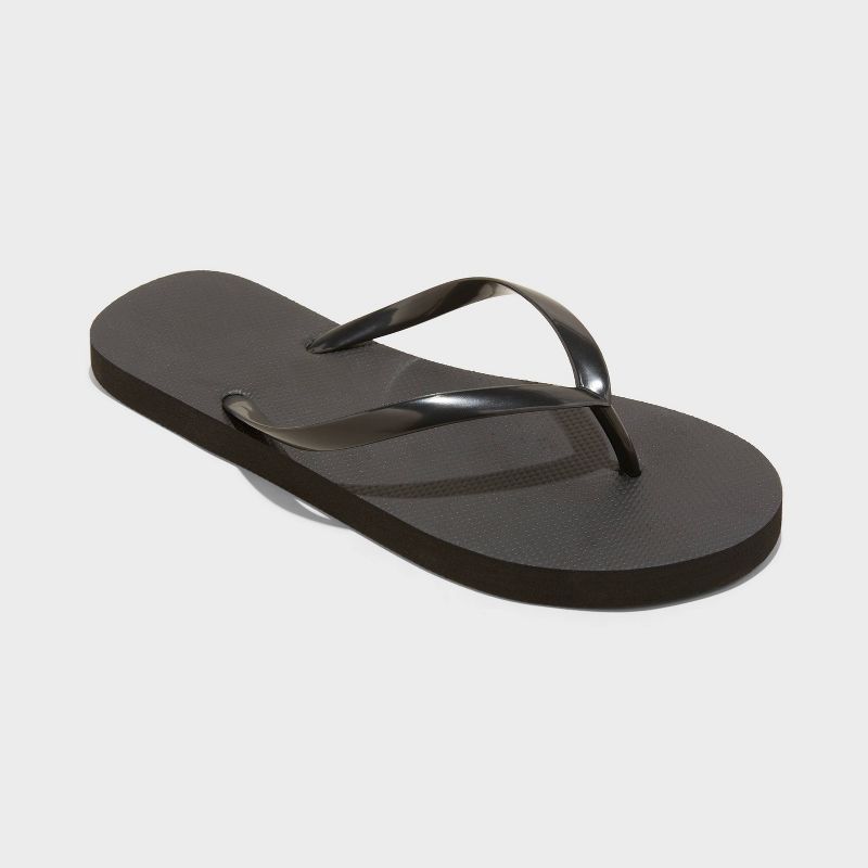 Women's Sydney Flip Flop Sandals - Shade & Shore™ Black 8: Slip On, Open Toe, Non Marking Outsole, Medium Width