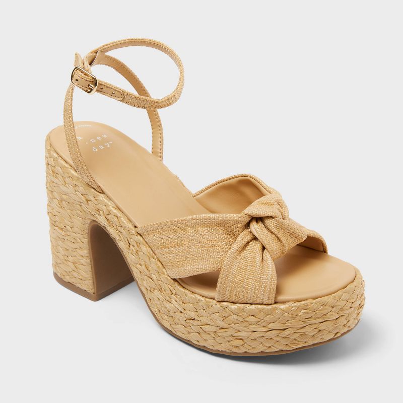 Women’s Nisha Heels with Memory Foam Insole - A New Day™ Natural 8