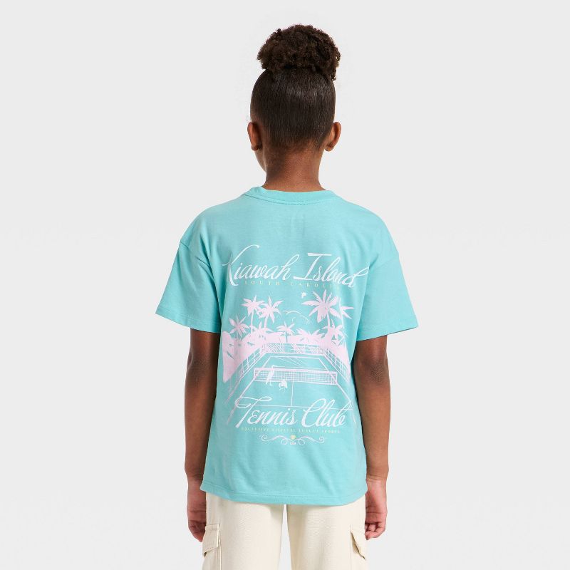 Girls' Short Sleeve Oversized 'Kiawah Island' Graphic T-Shirt - Cat & Jack™ Aqua Green XL