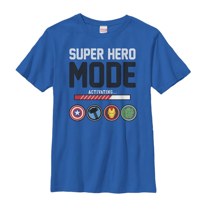 Boy's Marvel Super Hero Mode T-Shirt - Royal Blue - Small