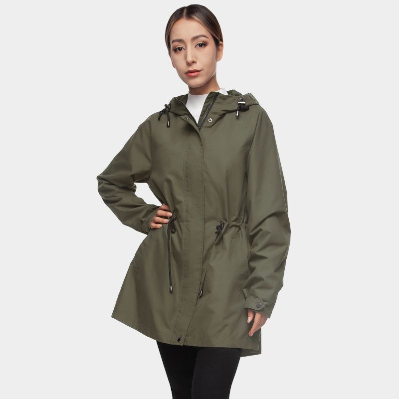 Rokka&Rolla Women's Trench Coat Windbreaker Jacket-Olive, size Small