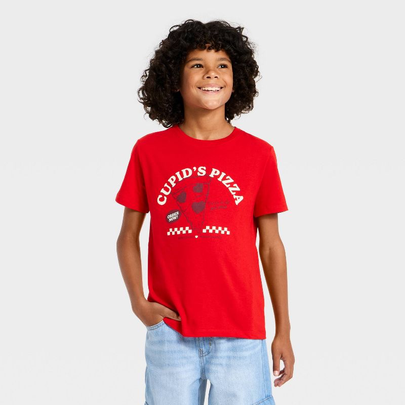 Boys' Valentine's Day Cupid's Pizza Graphic T-Shirt - Cat & Jack™ Red M
