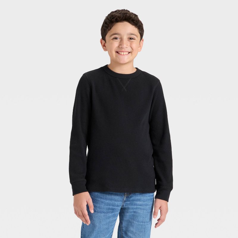 Boys' Long Sleeve Thermal Shirt - Cat & Jack™ Black XS