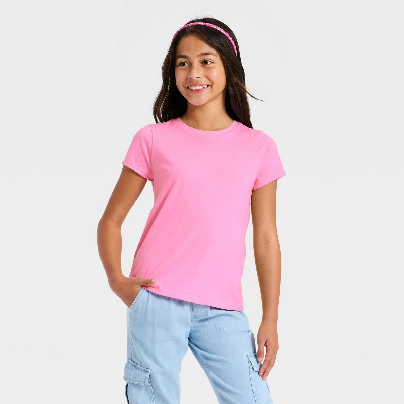 Girls' Short Sleeve Solid T-Shirt - Cat & Jack™ Light Pink S