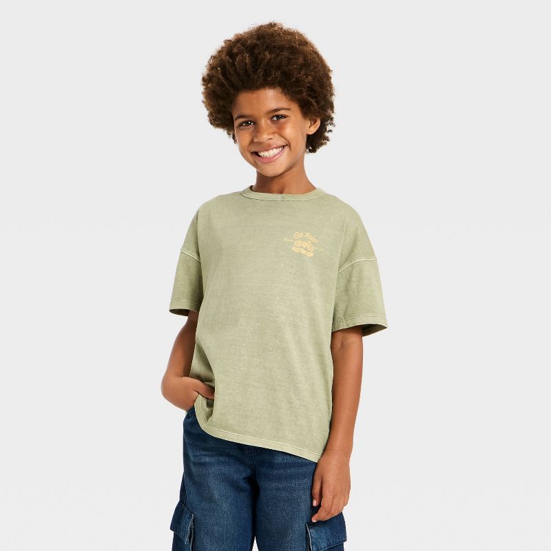 Boys' Short Sleeve 'Cafe Racer' Printed T-Shirt - Cat & Jack™ Green XS