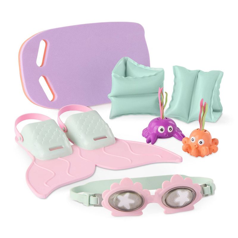 Our Generation Mermaid Tales Swim Fin and Accessories for 18" Dolls: 7-Piece Beach Set with Bath Accessories
