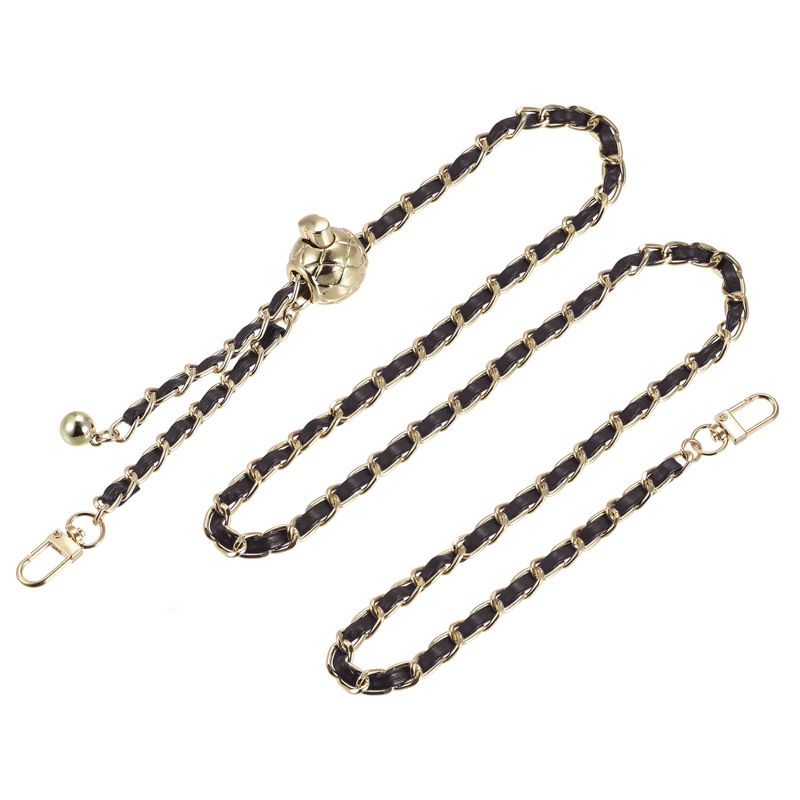 Unique Bargains PU Leather Handbag DIY Accessories Iron Flat Purse Chain Strap Brown