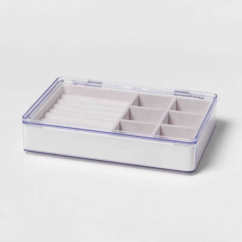 Acrylic Accessory Organizer with Lid - Brightroom™: Clear Jewelry Storage Box for Adults, Earring Organizer, 2-Piece Set