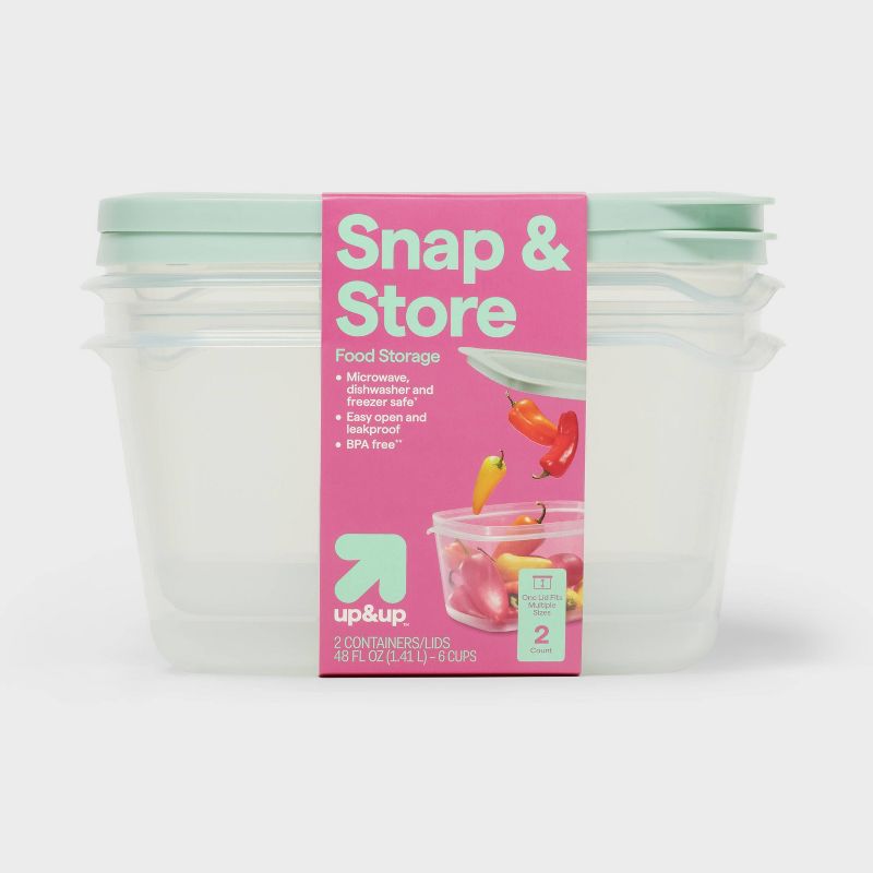 Snap & Store Rectangle Food Storage Containers - 48 fl oz/2ct - up&up™