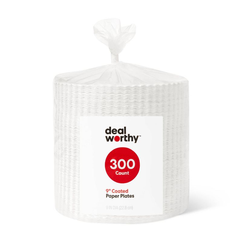 Coated Disposable Paper Plates 9" - 300ct - Dealworthy™