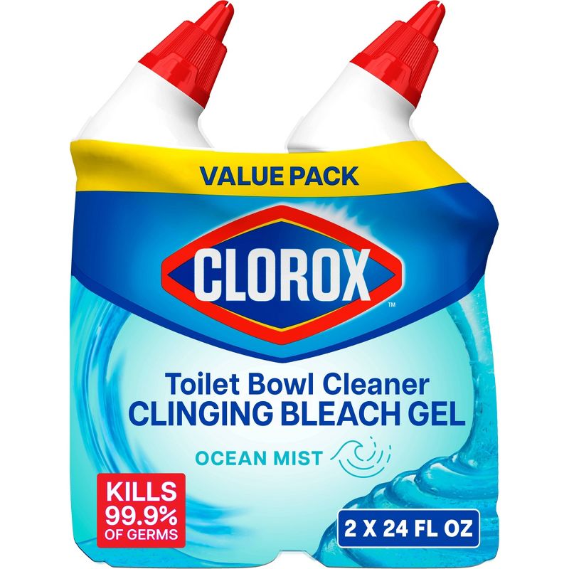 Clorox Ocean Mist Toilet Bowl Cleaner Clinging Bleach Gel - 48 fl oz/2ct