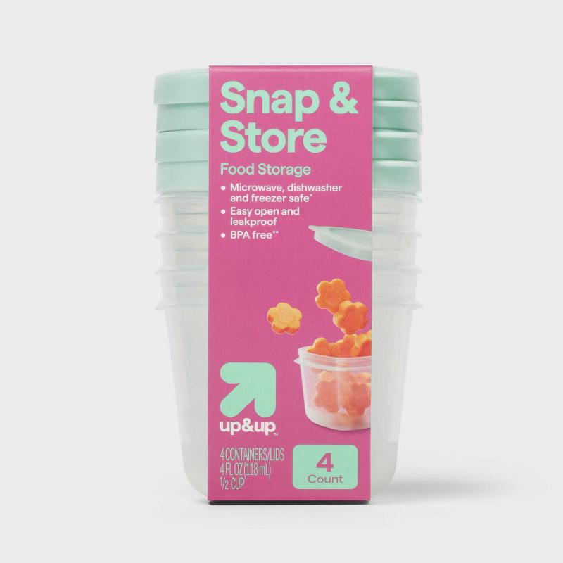 Snap & Store Mini Square Half Cup Food Storage Containers - 4 fl oz/4ct - up&up™