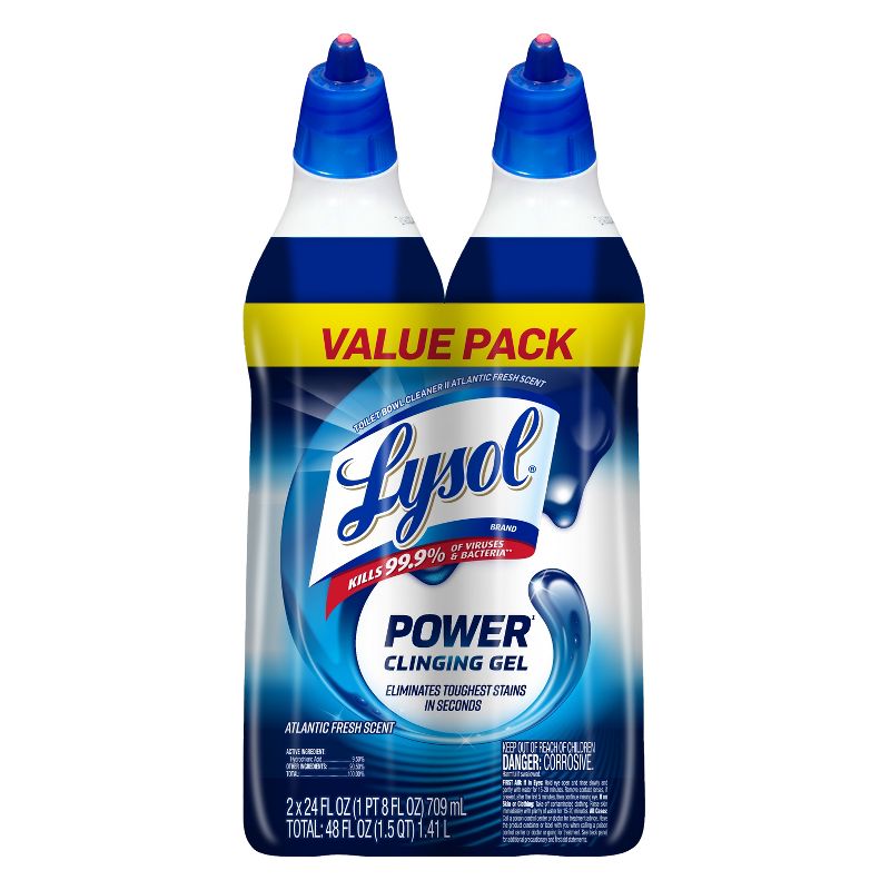 Lysol Power Unscented Clinging Gel Toilet Bowl Cleaner - 24 fl oz/2ct
