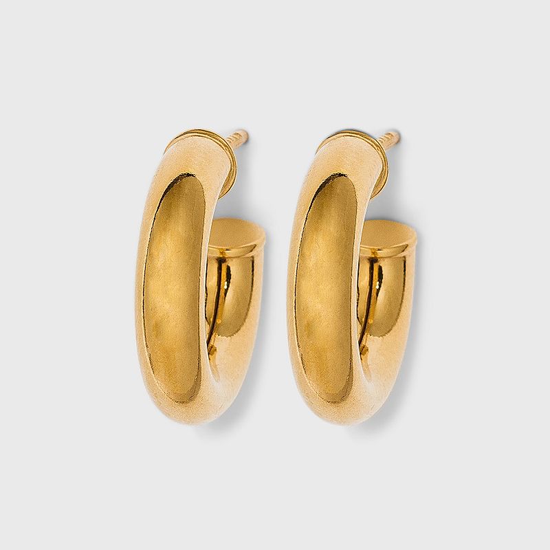 14K Gold Plated Tube Hoop Post Drop Earrings - A New Day™: Nickel-Free, 14K Gold Over Brass