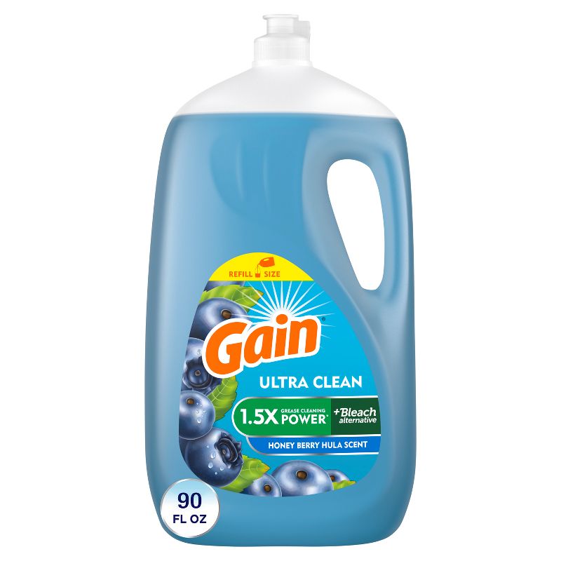 Gain Honey Berry Hula Ultra Liquid Dish Soap - 90 fl oz: Multi-Surface Cleaner, Plastic Bottle, Removes Grease
