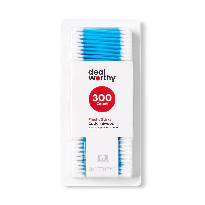 Cotton Swabs Plastic Stick - 300ct - Dealworthy™