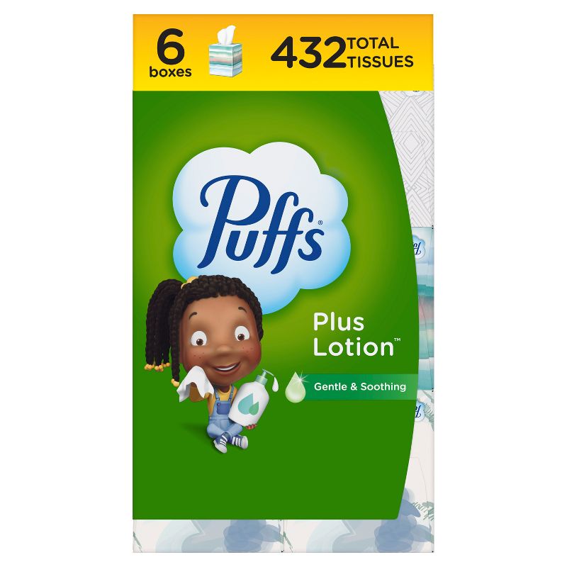 Puffs Plus Lotion Facial Tissue - Exclusive Designs - 6pk/432ct