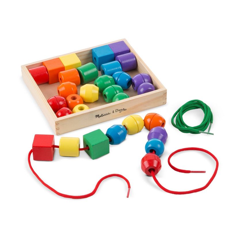 Melissa & Doug Primary Lacing Beads - Educational Toy With 30 Wooden Beads and 2 Laces: Baby Learning Toys