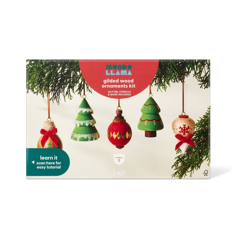 Christmas Craft 5ct Wood Turned Ornament Painting Kit - Mondo Llama™