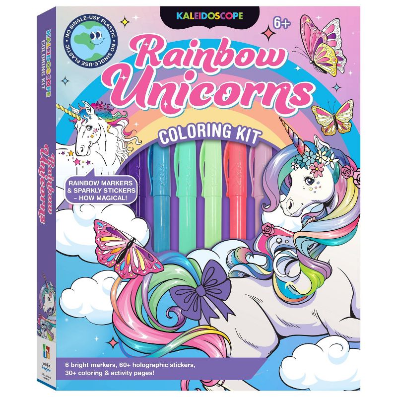 Hinkler Books Rainbow Unicorns Coloring Kit: Unicorns to Color, Craft Activity for Kids, Includes Stickers & Markers