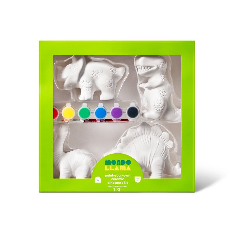 Paint-Your-Own Ceramic Dinosaurs Kit - Mondo Llama™: Kids Craft Activity, Acrylic Paint & Brushes, Ages 8+
