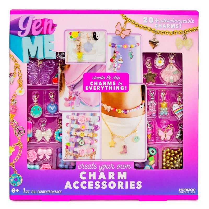 GenMe Build Your Own Charm Accessories Set Jewelry Kit: Includes Cord & Beads for DIY Crafting