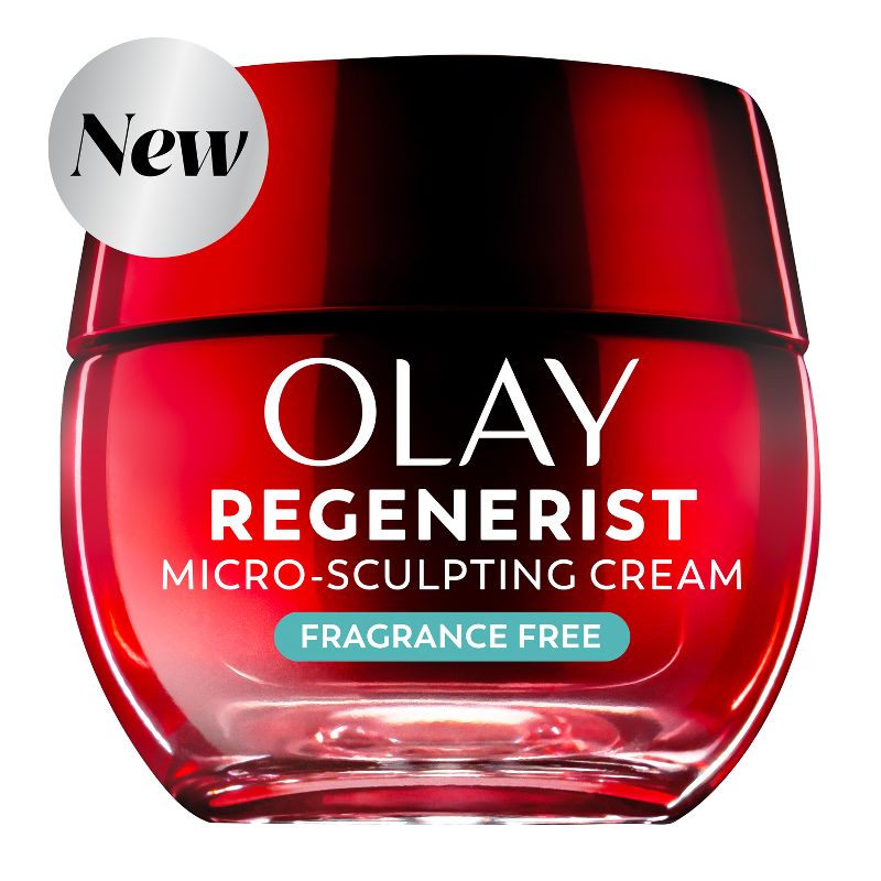 Olay Regenerist Face Moisturizer Micro-Sculpting Cream - Fragrance Free - 1.7oz: Anti-Aging, Peptide & Hyaluronic Acid Formula