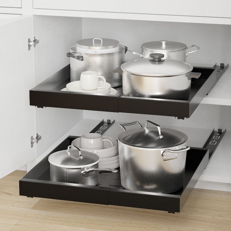 Pull-Out Cabinet Organizer, Heavy Duty Sliding Drawer for Kitchen Storage, Expandable Width 11.8"-19.6", 17" Deep, Includes Adhesive Tape,1 Pack