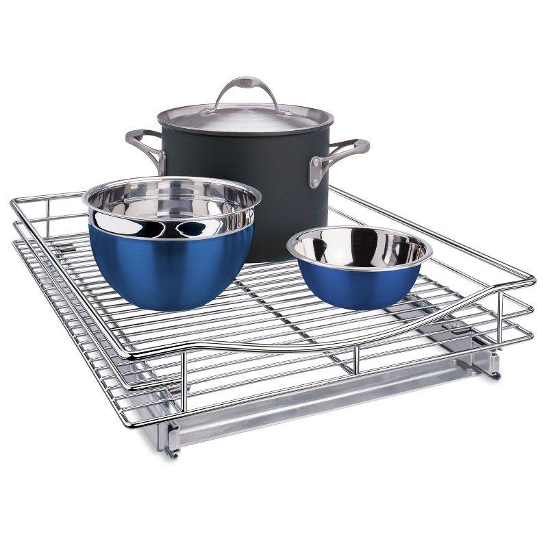Lynk Professional 17" x 21" Slide Out Cabinet Organizer - Pull Out Under Cabinet Sliding Shelf: Chrome-Plated Kitchen Storage