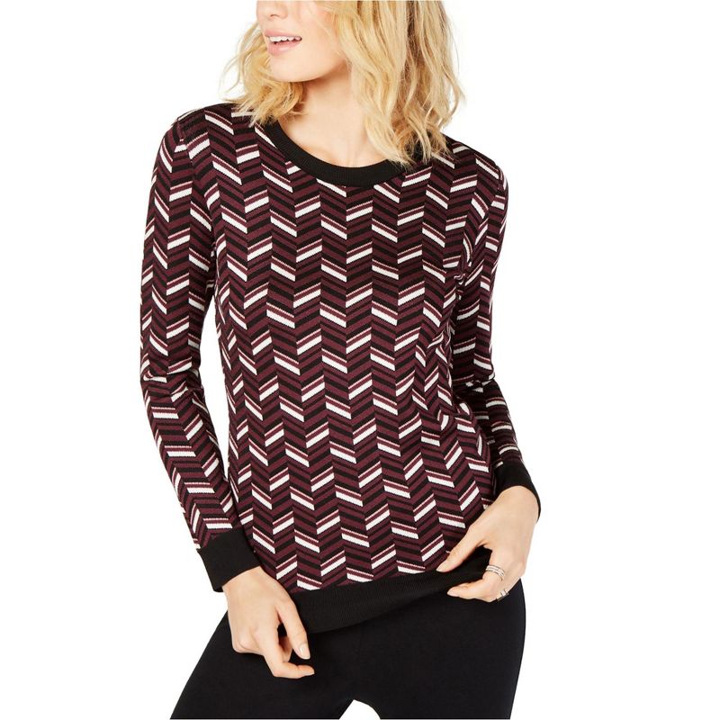 Michael Kors Womens Chevron Pullover Sweater, purple, X-Large