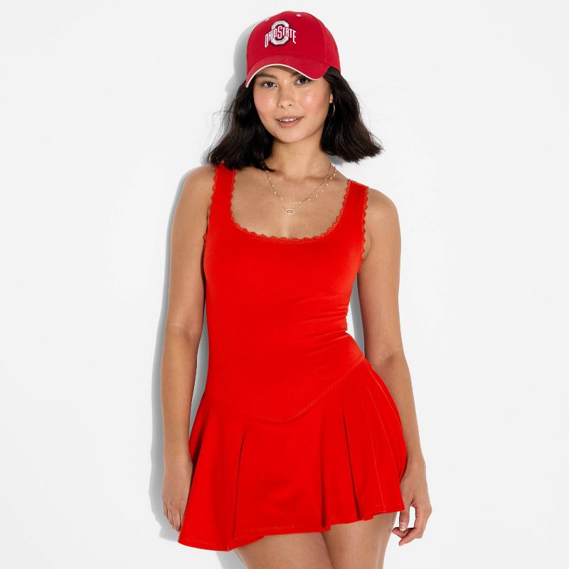 Women's Game Day Lace Drop Waist Mini Skater Dress - Wild Fable™ Red M