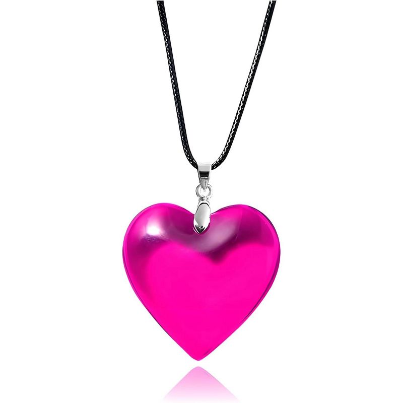 Adjustable Chunky Puffy Heart Necklace, Red Heart Choker for Women.