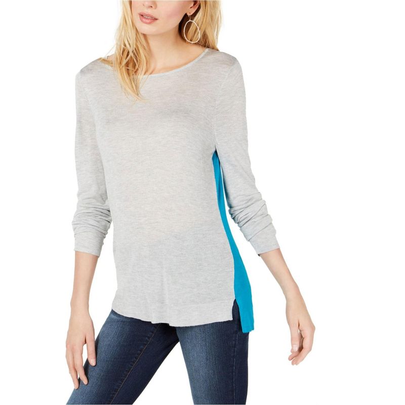 I.N.C International Concepts Womens Colorblocked Pullover Sweater, gray, Medium